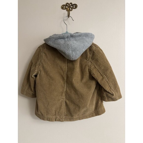 GAP Zip & Button Long Sleeve Brown Corduroy Hooded Jacket Toddler 12/18 Months - Picture 6 of 11
